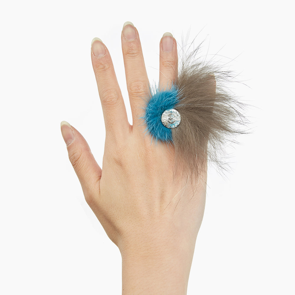 MINK & FOX RING SWAROVSKI (MINT-SILVER)