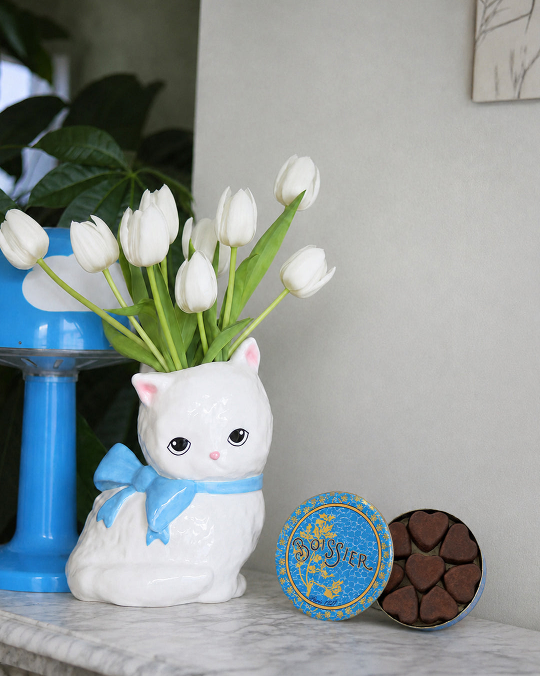 [데스크 오브제 세트] 고양이 화병 + 하트 트러플 초콜릿