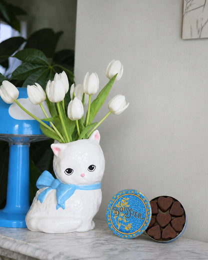[데스크 오브제 세트] 고양이 화병 + 하트 트러플 초콜릿